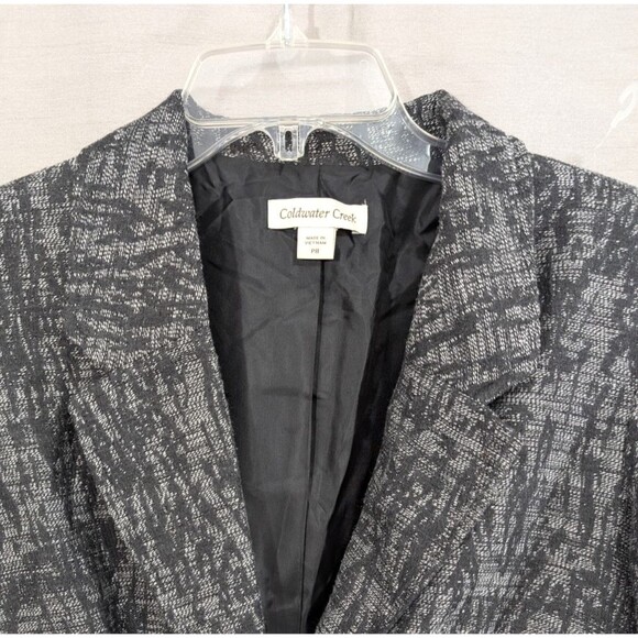 Coldwater Creek Suit Jacket Women's Size P8 Black Marbled 1 Button Lined Pockets - Picture 13 of 16